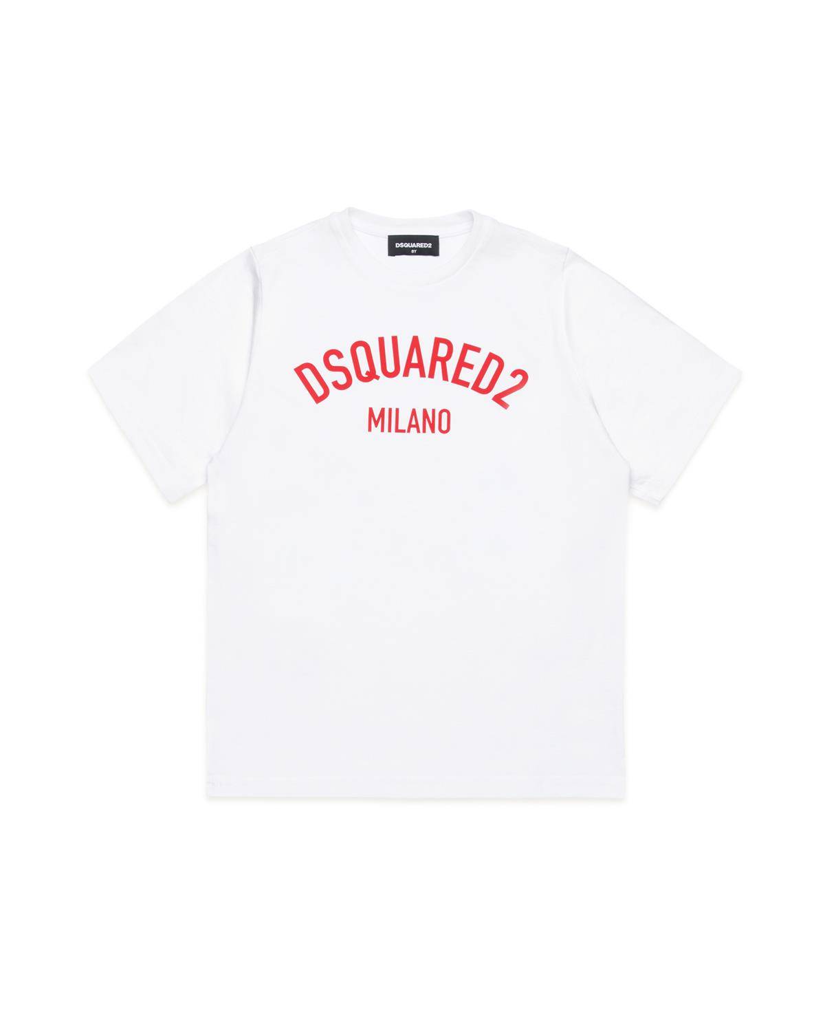 T-SHIRT DSQUARED2 DQ1983 BASE DQ100 WHITE+RED PRINT
