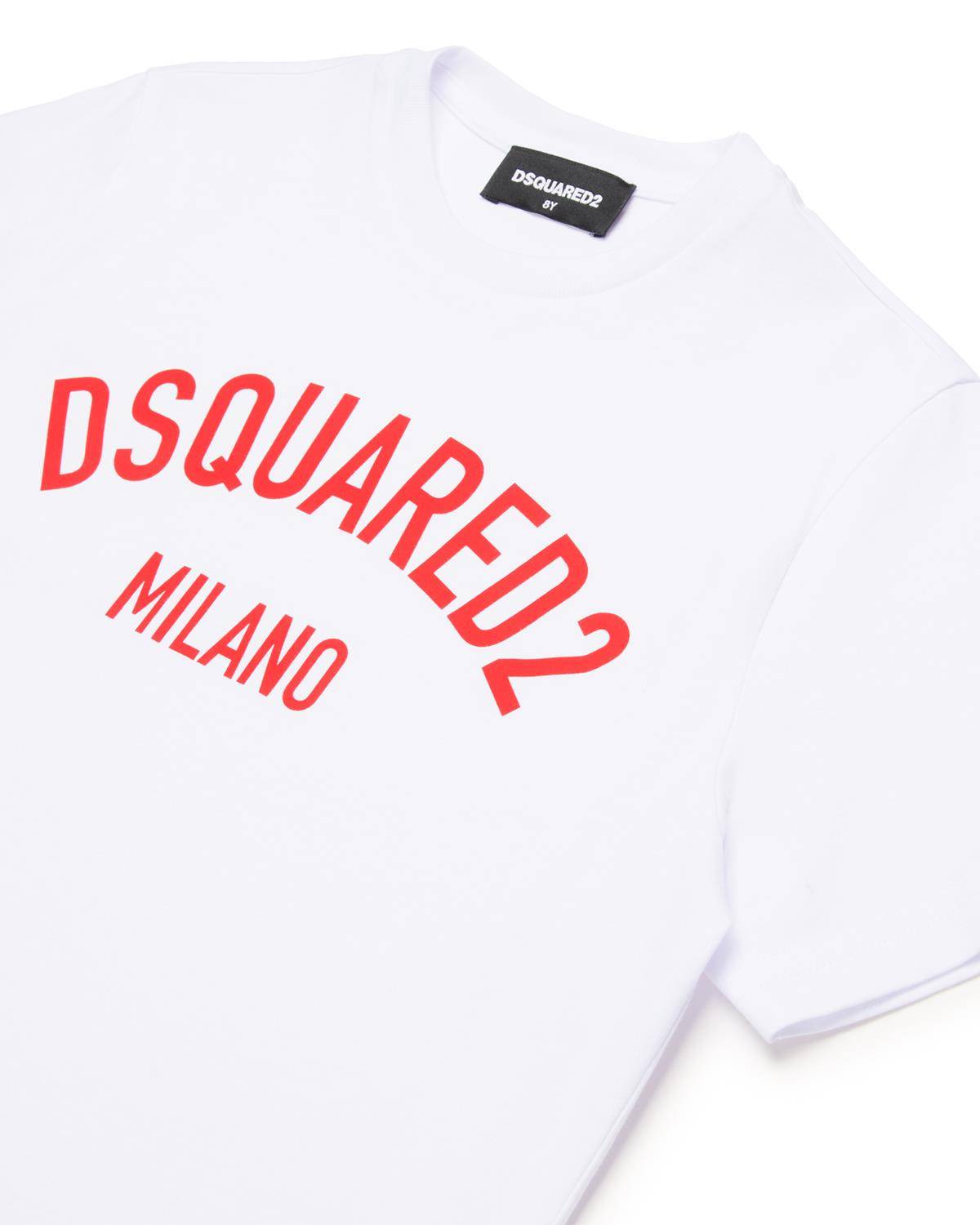 T-SHIRT DSQUARED2 DQ1983 BASE DQ100 WHITE+RED PRINT-2