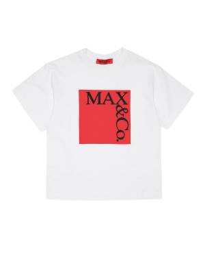 T-SHIRT MAX&CO MX0005 BASE MX100 WHITE + PRINT RED AND BLACK