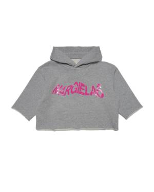 FELPA MM6 MARGIELA M60323 GREY MELANGE+SUPER PINK