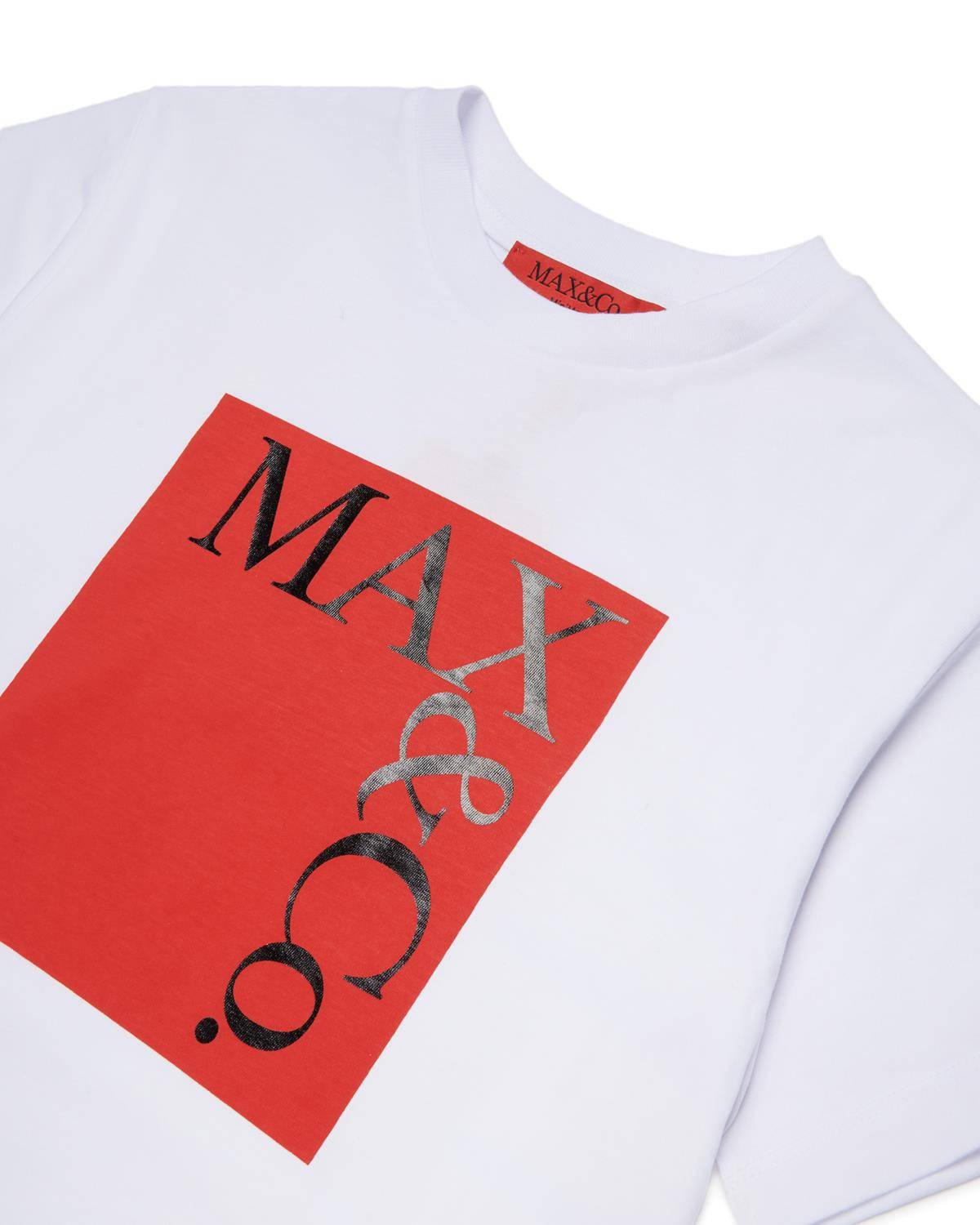 T-SHIRT MAX&CO MX0005 WHITE + PRINT RED AND BLACK-1
